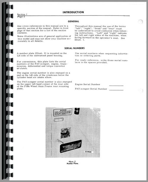 Operators Manual for International Harvester E200 Elevating Pay Scraper Sample Page From Manual