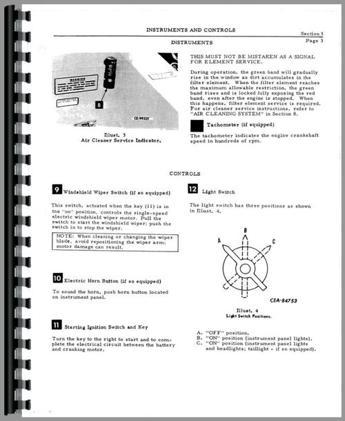 Operators Manual for International Harvester E200 Elevating Pay Scraper Sample Page From Manual