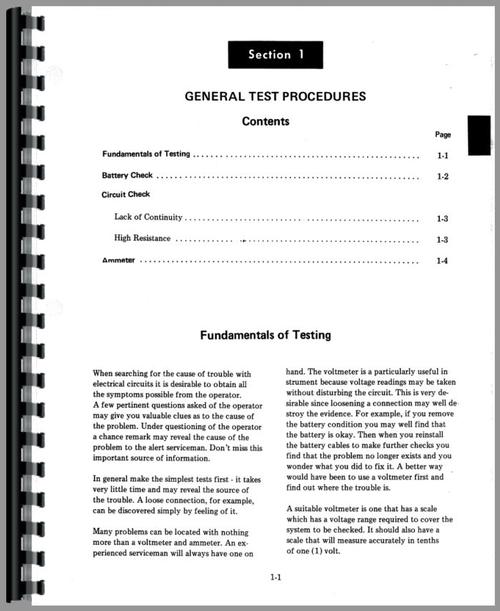 Service Manual for International Harvester All Electrical Components Sample Page From Manual