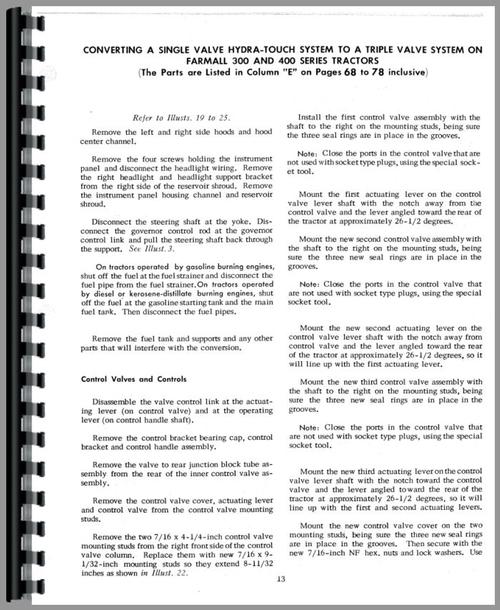 Parts Manual for International Harvester All Hydra Touch Sample Page From Manual