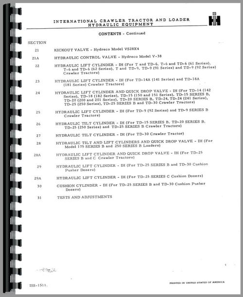 Service Manual for International Harvester Hydraulic Pumps Tractor Sample Page From Manual