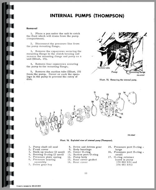 Service Manual for International Harvester All Hydraulic Pumps Sample Page From Manual