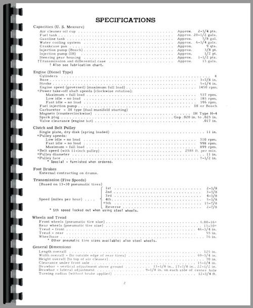 Operators Manual for International Harvester ID-6 Industrial Tractor Sample Page From Manual