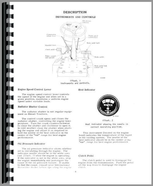 Operators Manual for International Harvester ID-6 Industrial Tractor Sample Page From Manual