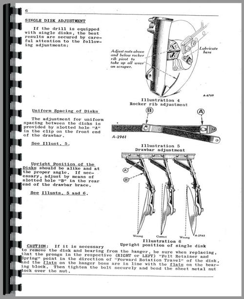 Operators & Parts Manual for International Harvester M Grain Drill Sample Page From Manual