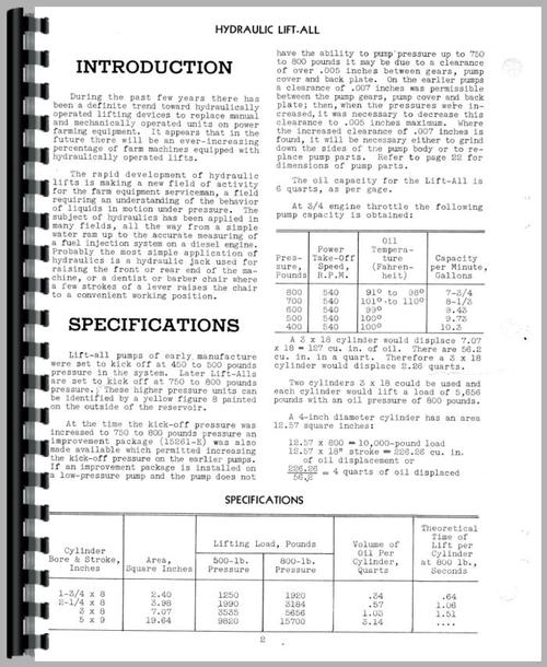 Service Manual for International Harvester M Tractor Hydraulic Lift-All Sample Page From Manual