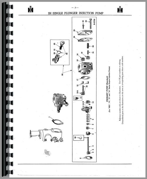 Parts Manual for International Harvester MD Tractor Diesel Pump Sample Page From Manual