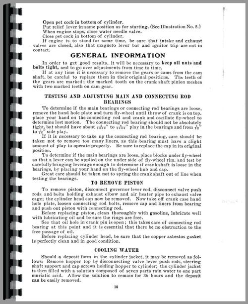 Operators Manual for International Harvester MOGUL 8-16 Tractor Sample Page From Manual