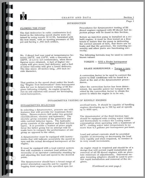 Service Manual for International Harvester RD Injection Pump Sample Page From Manual