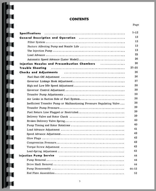Service Manual for International Harvester Roosa Master Injection Pump Sample Page From Manual