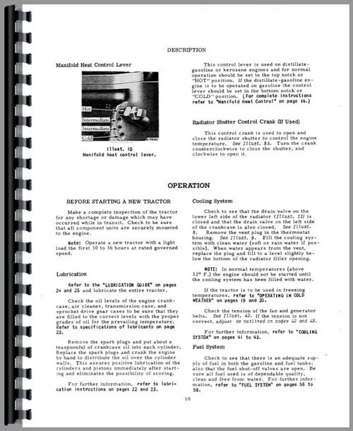 Operators Manual for International Harvester T6 Crawler Sample Page From Manual