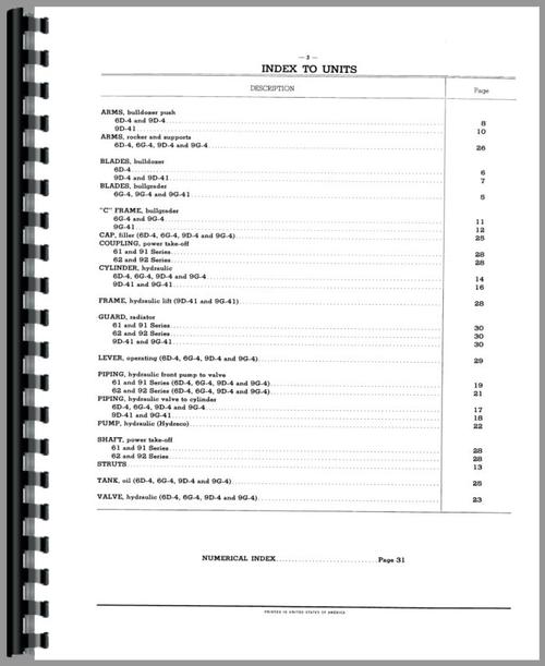 Parts Manual for International Harvester T6 Crawler Sample Page From Manual