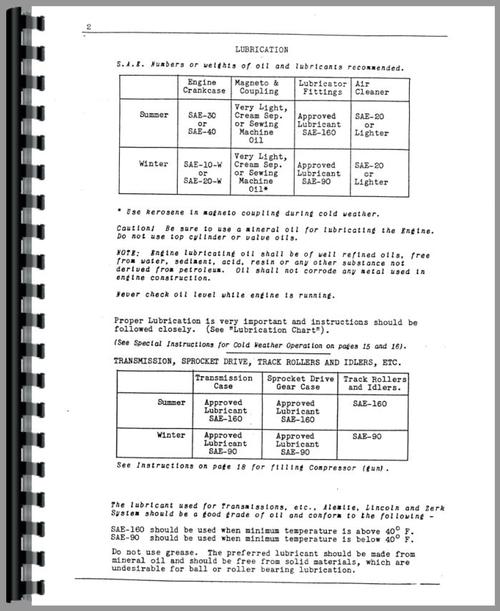 Operators Manual for International Harvester T20 Crawler Sample Page From Manual