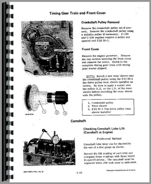 Service Manual for International Harvester T4 Crawler Sample Page From Manual