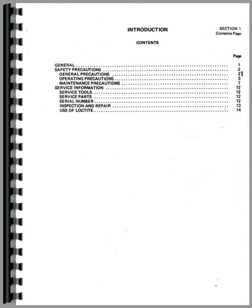 Service Manual for International Harvester TD12 Crawler Sample Page From Manual