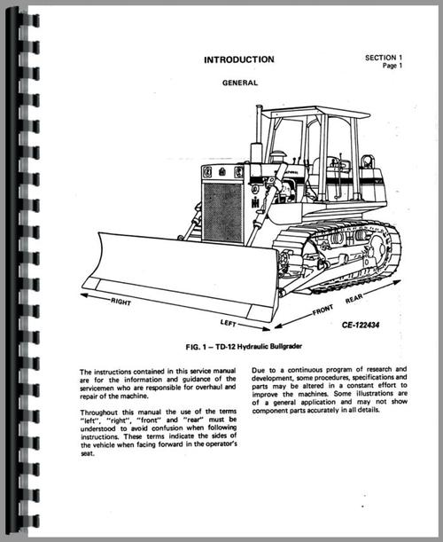 Service Manual for International Harvester TD12 Crawler Sample Page From Manual