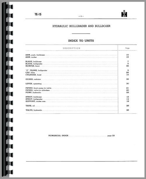 Parts Manual for International Harvester TD14A Crawler Sample Page From Manual