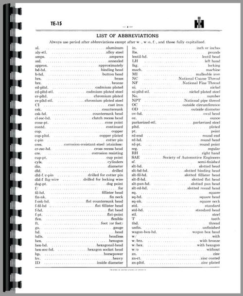 Parts Manual for International Harvester TD14A Crawler Sample Page From Manual