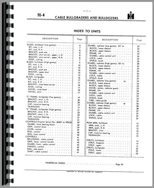 Parts Manual for International Harvester TD14A Crawler Bulldozer Attachment Sample Page From Manual
