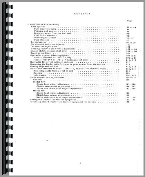 Operators Manual for International Harvester TD15B Crawler Sample Page From Manual
