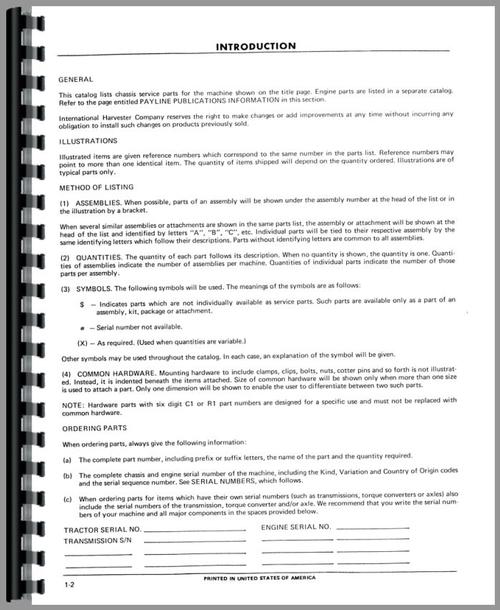 Parts Manual for International Harvester TD15C Crawler Sample Page From Manual