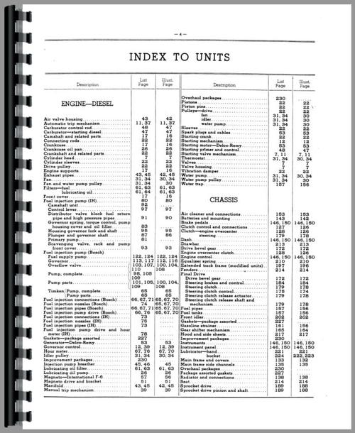 Parts Manual for International Harvester TD18 Crawler Sample Page From Manual
