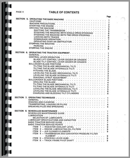 Operators Manual for International Harvester TD20E Crawler Sample Page From Manual