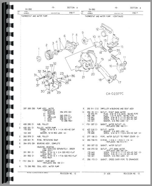 Parts Manual for International Harvester TD20E Crawler Engine Sample Page From Manual