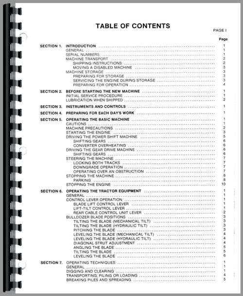 Operators Manual for International Harvester TD25C Crawler Sample Page From Manual