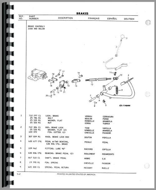Parts Manual for International Harvester TD25E Crawler Sample Page From Manual