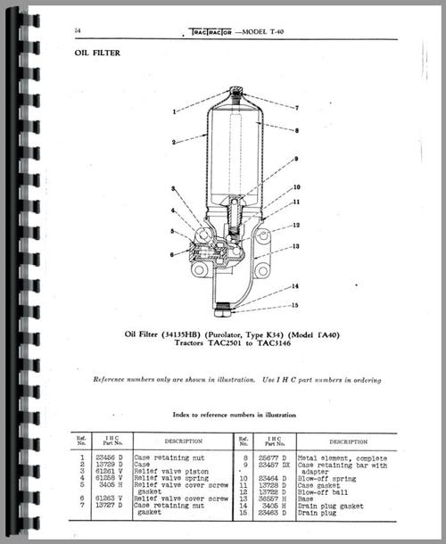 Parts Manual for International Harvester TD40 Crawler Sample Page From Manual