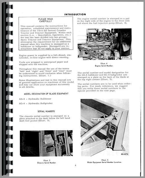 Operators Manual for International Harvester TD6 Crawler Sample Page From Manual