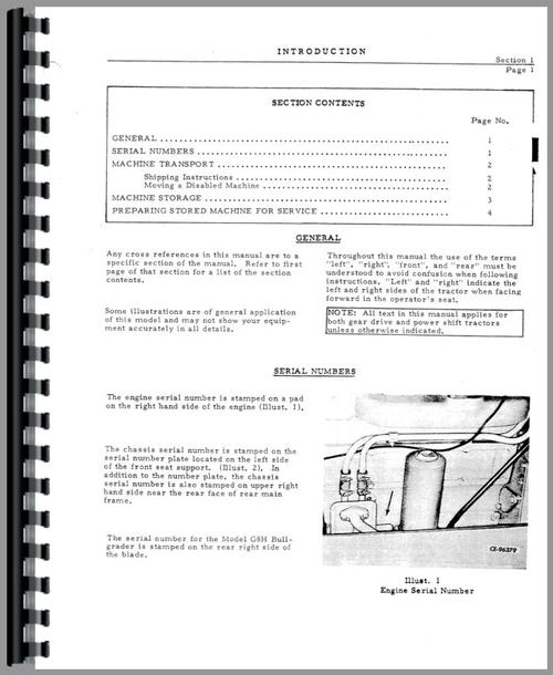 Operators Manual for International Harvester TD8C Crawler Sample Page From Manual