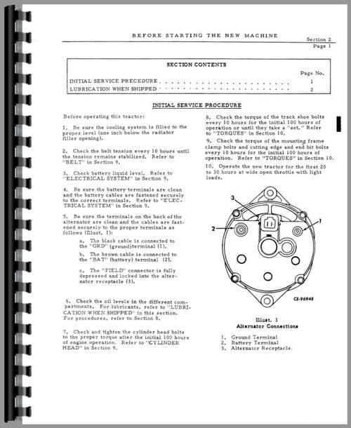 Operators Manual for International Harvester TD8C Crawler Sample Page From Manual