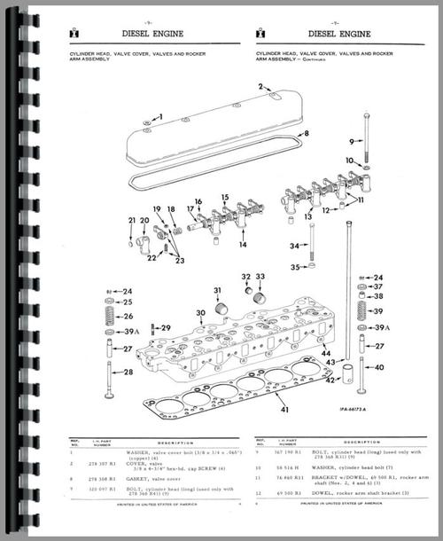 Parts Manual for International Harvester TD9 Crawler Sample Page From Manual