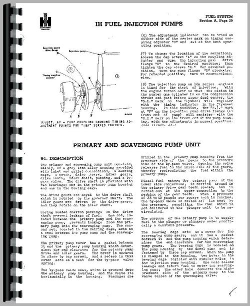 Service Manual for International Harvester TD9 Crawler Bosch Diesel Pump Sample Page From Manual