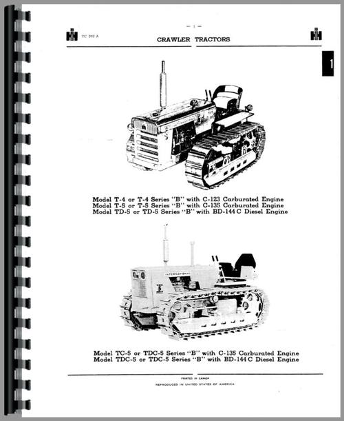 Parts Manual for International Harvester TDC5 Crawler Sample Page From Manual