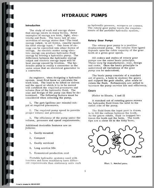 Service Manual for International Harvester All Thompson Internal Hydraulic Pumps Sample Page From Manual