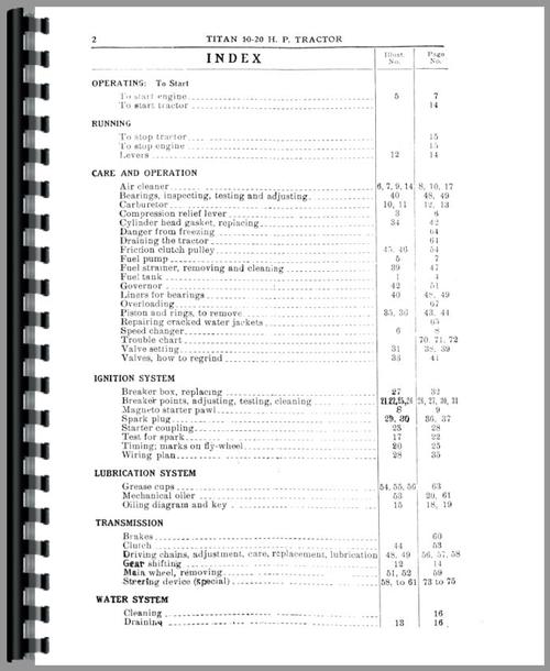 Service Manual for International Harvester Titan 10-20 Tractor Sample Page From Manual