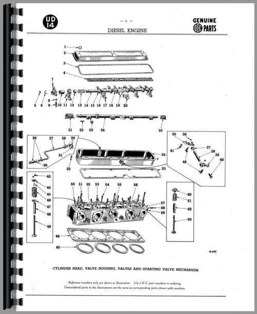 Parts Manual for International Harvester UD14 Power Unit Sample Page From Manual