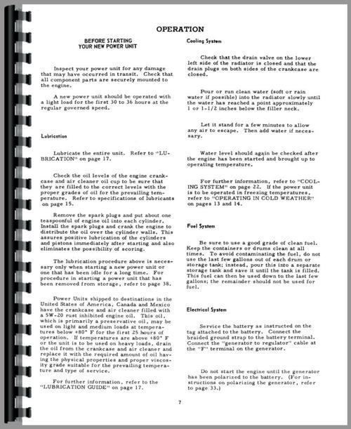 Operators Manual for International Harvester UV401 Power Unit Sample Page From Manual