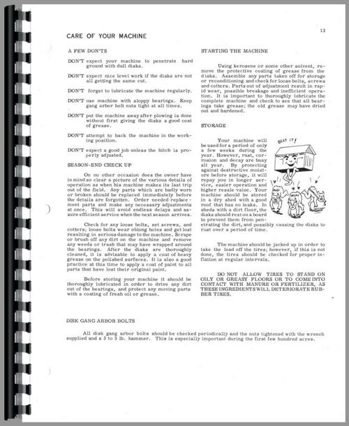 Operators Manual for International Harvester 120 Plow Sample Page From Manual