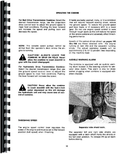 Operators Manual for International Harvester 715 Combine Sample Page From Manual