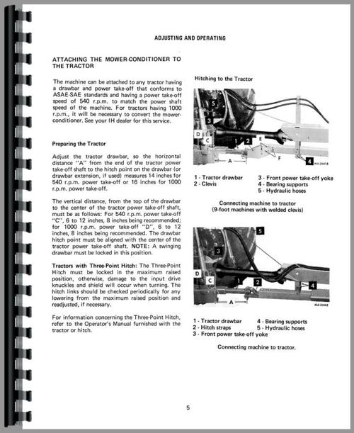 Operators Manual for International Harvester 990 Mower Conditioner Sample Page From Manual