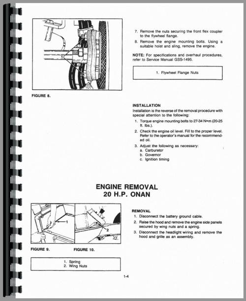 Service Manual for International Harvester Cub Cadet 1050 Lawn & Garden Tractor Sample Page From Manual