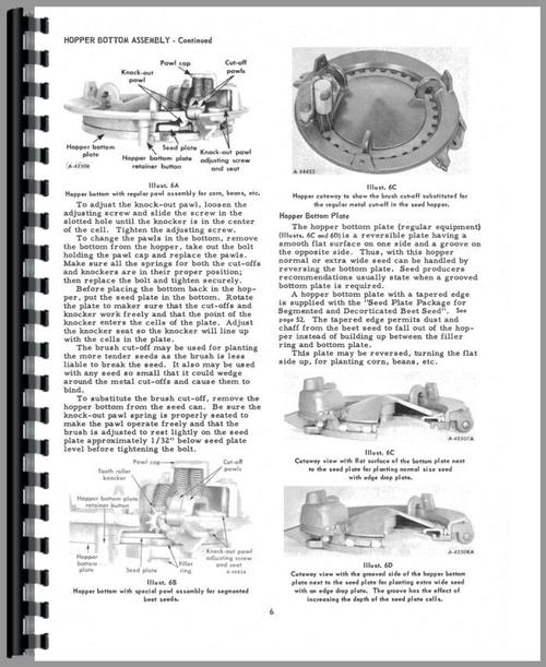 Operators Manual for International Harvester 249 Planter Sample Page From Manual