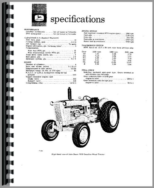 Operators Manual for John Deere 1010 Tractor Sample Page From Manual