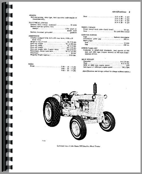 Operators Manual for John Deere 1010 Tractor Sample Page From Manual