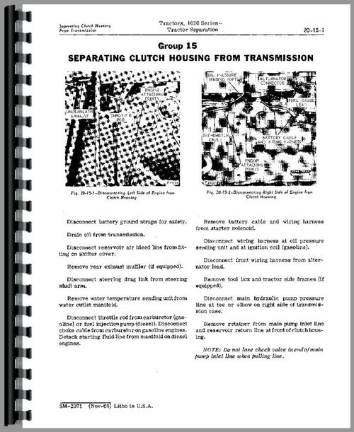 Service Manual for John Deere 1020 Tractor Sample Page From Manual