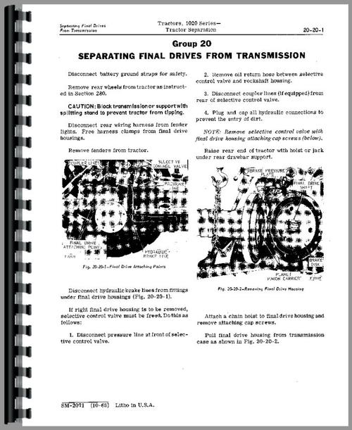 Service Manual for John Deere 1020 Tractor Sample Page From Manual